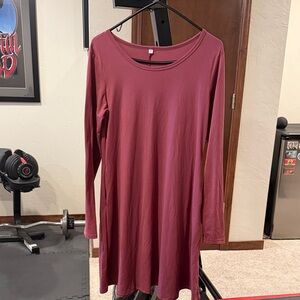 Long Sleeve Scoop Neck Dress in Mauve